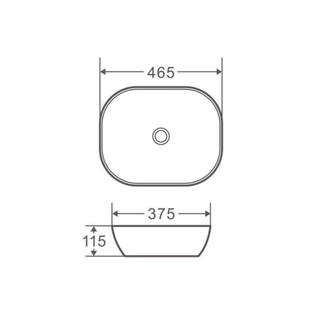 MERCIO CHUR RECTANGULAR ABOVE COUNTER BASIN MATTE WHITE 465MM