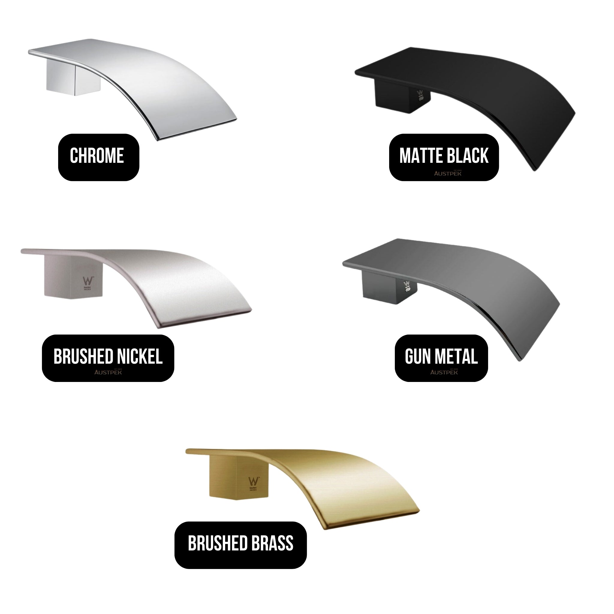 AQUAPERLA SWIVEL WALL BATH SPOUT 183MM MATTE BLACK