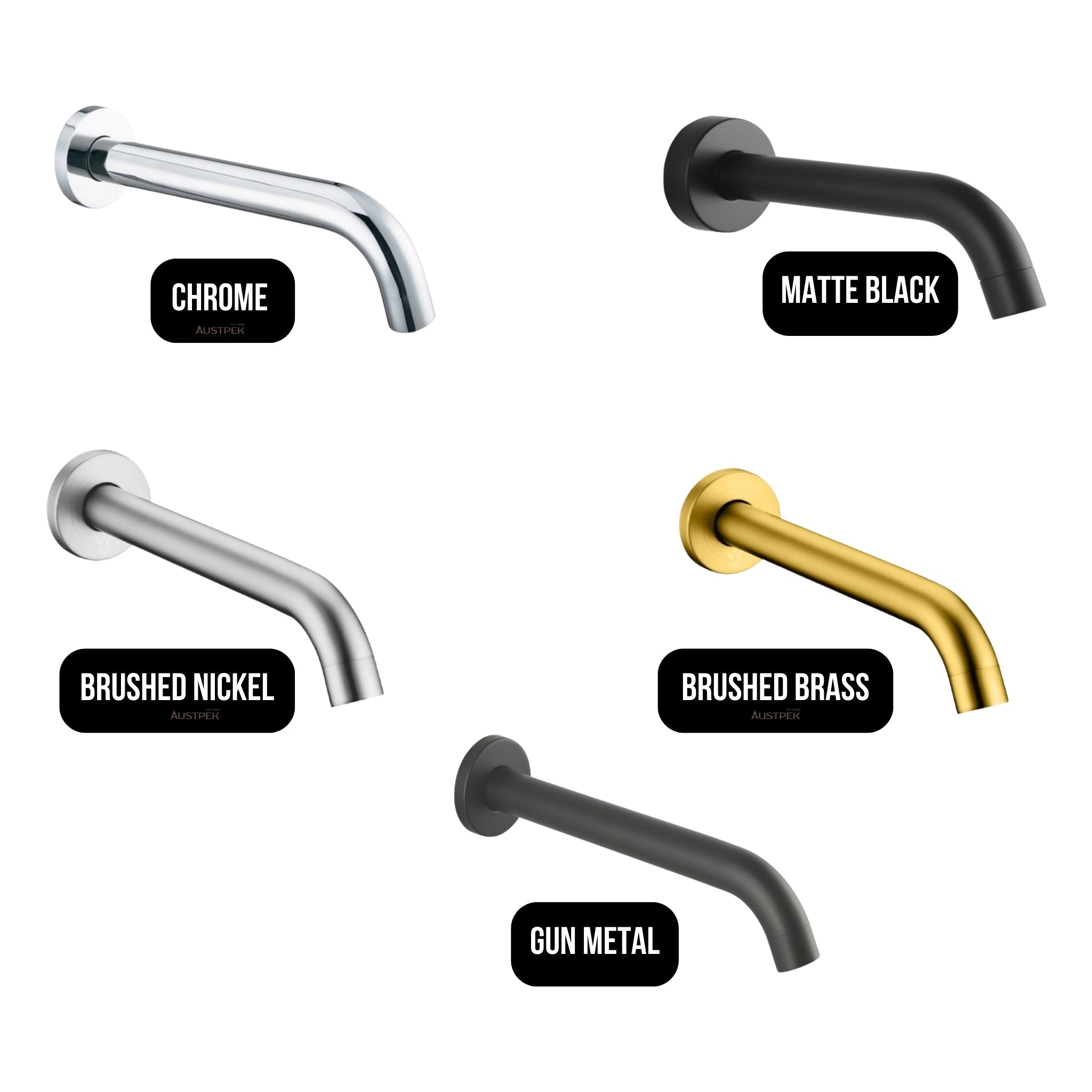 AQUAPERLA LUCID PIN WALL BATH SPOUT 170MM BRUSHED NICKEL