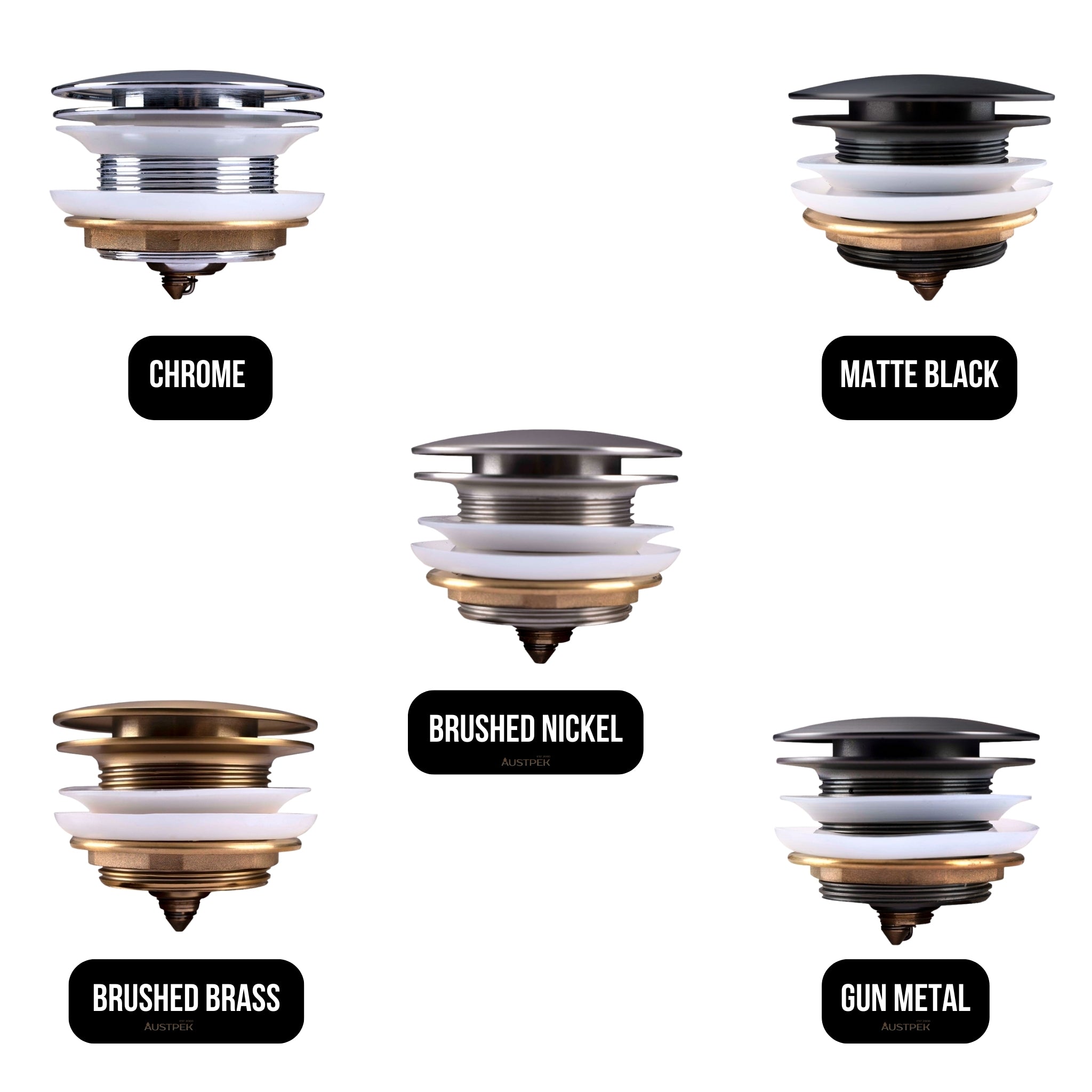 AQUAPERLA POP-UP NON-OVERFLOW BATHTUB WASTE 40MM BRUSHED NICKEL