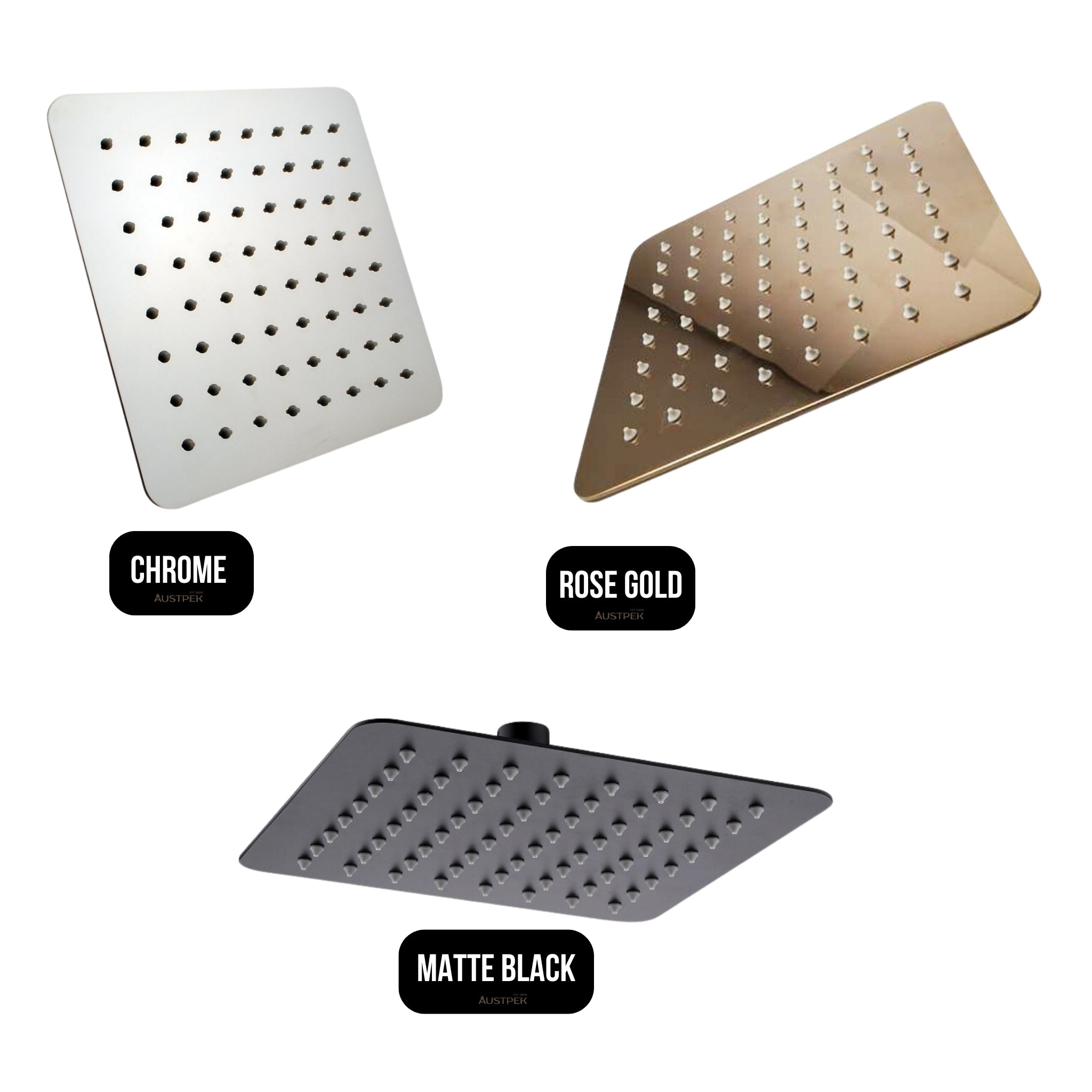 AQUAPERLA SQUARE SHOWER HEAD 200MM ROSE GOLD