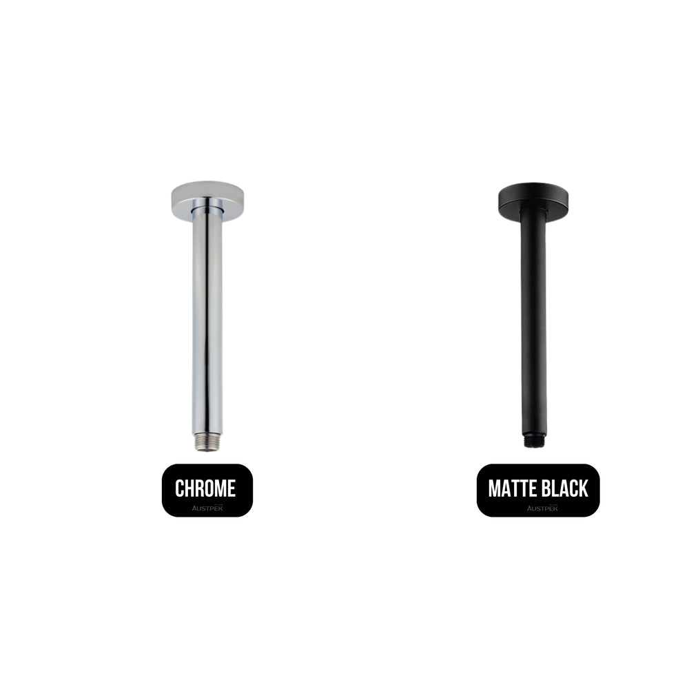 AQUAPERLA ROUND CEILING SHOWER ARM 300MM BLACK