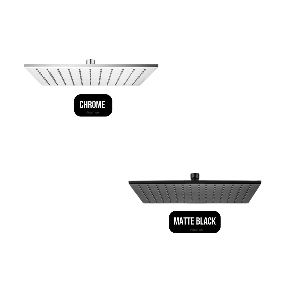 AQUAPERLA SQUARE SHOWER HEAD 300MM MATTE BLACK
