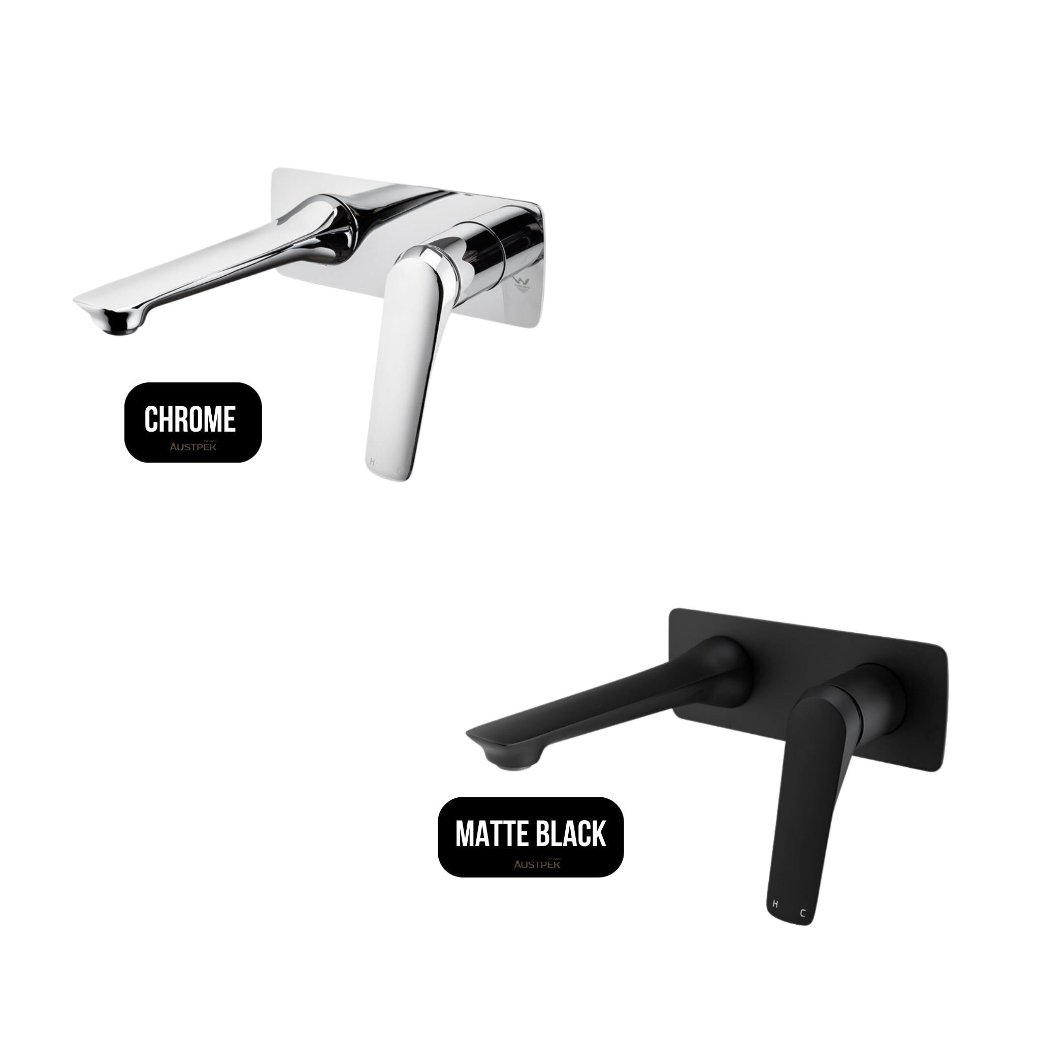 AQUAPERLA AU WALL MIXER WITH SPOUT 200MM MATTE BLACK