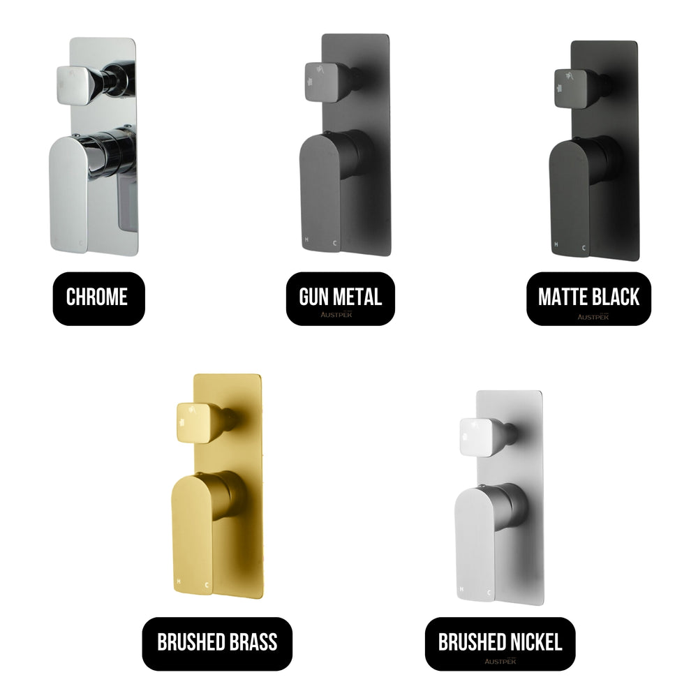 NORICO VOG WALL MIXER WITH DIVERTER 205MM GUN METAL GREY