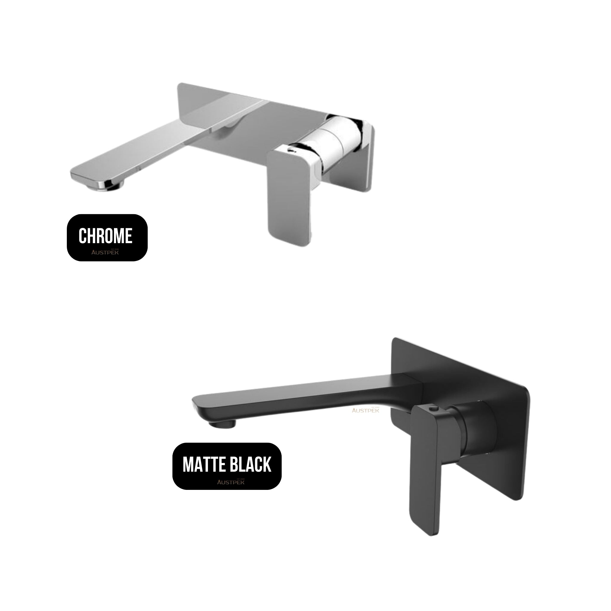 AQUAPERLA IVANO WALL MIXER WITH SPOUT 200MM MATTE BLACK