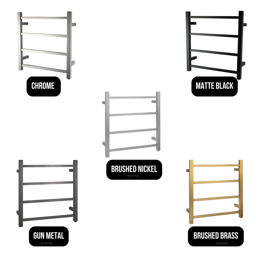 AQUAPERLA 4-BAR HEATED TOWEL RAIL BLACK 520MM