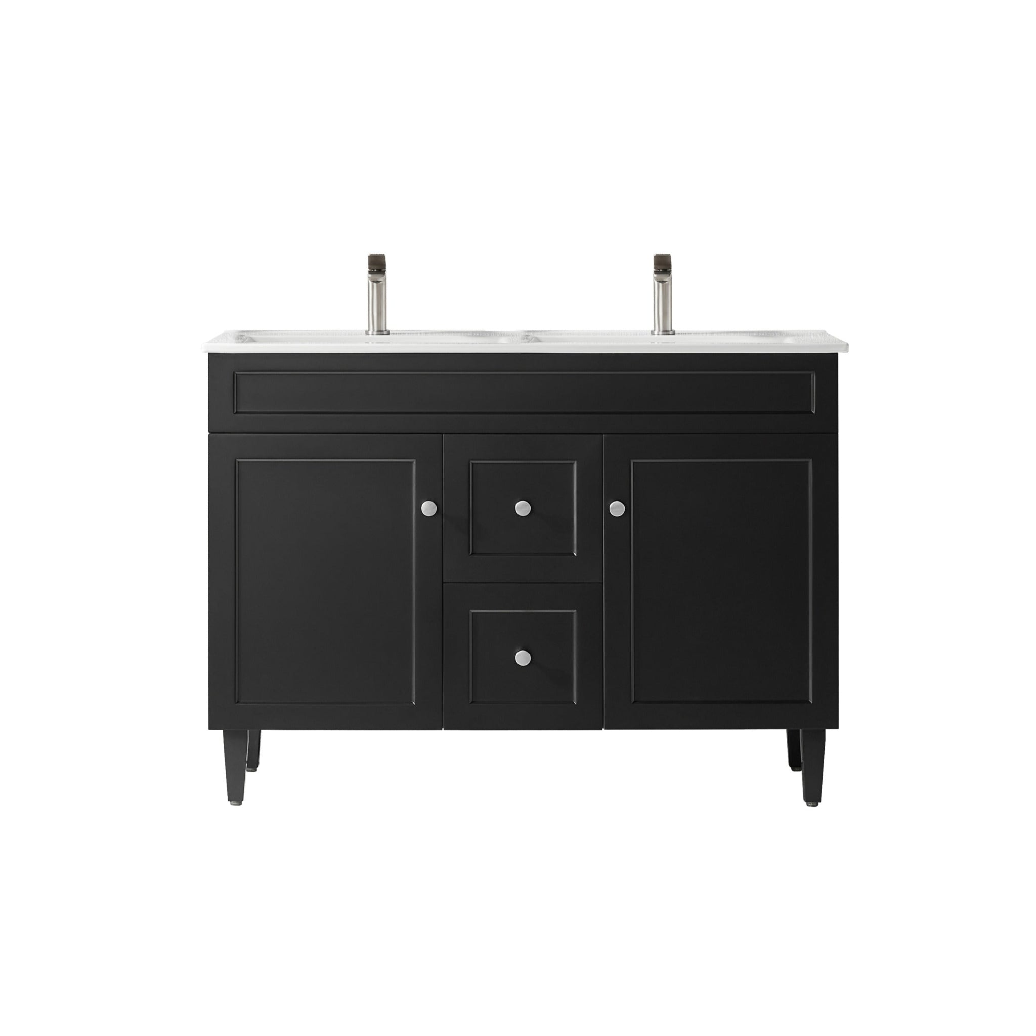 CETO HARRINGTON MATTE BLACK 1200MM DOUBLE BOWL FLOOR STANDING VANITY