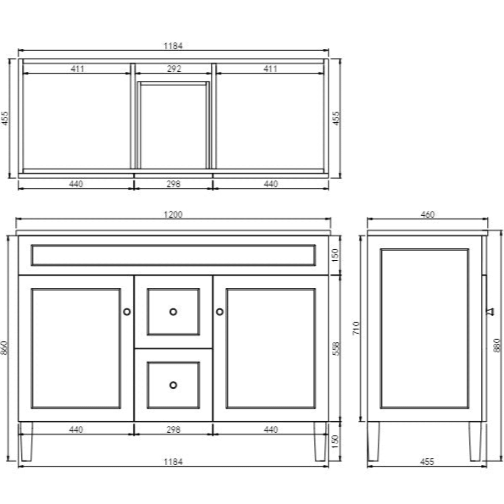 CETO HARRINGTON MATTE WHITE 1200MM DOUBLE BOWL FLOOR STANDING VANITY