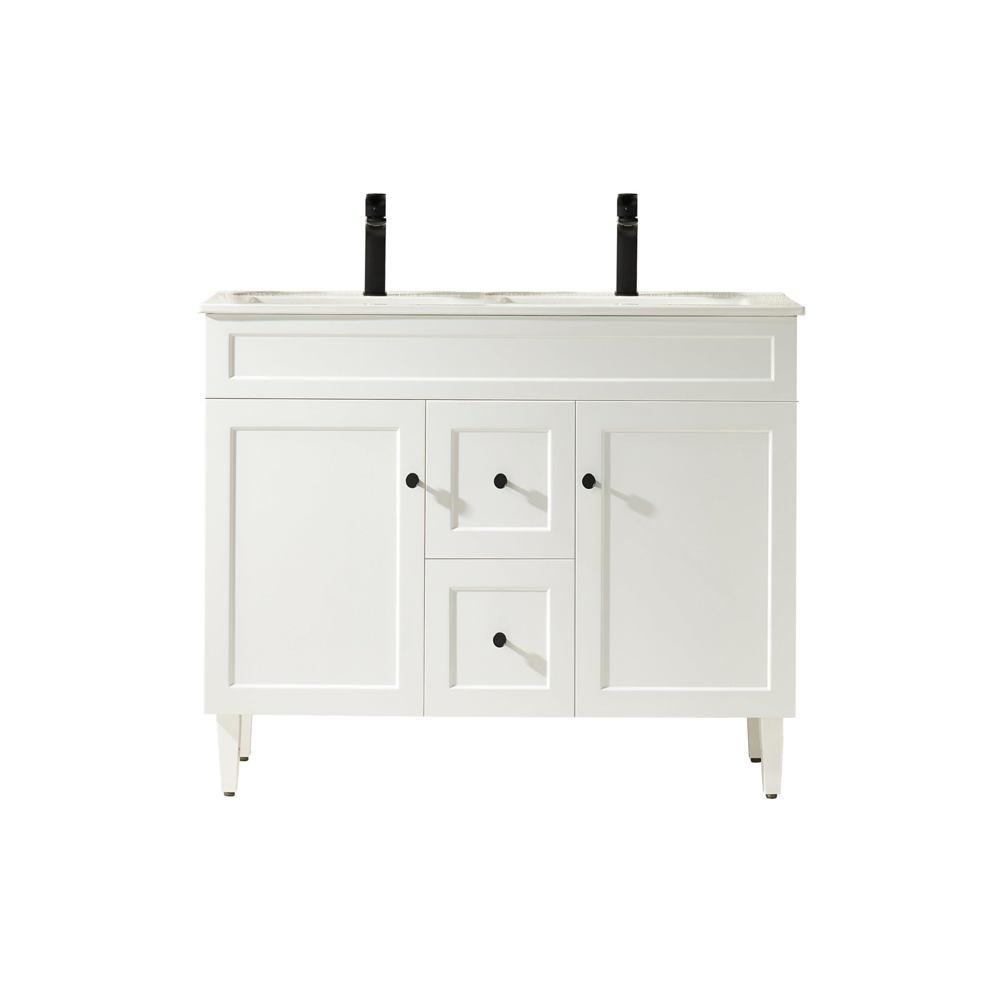 CETO HARRINGTON MATTE WHITE 1200MM DOUBLE BOWL FLOOR STANDING VANITY