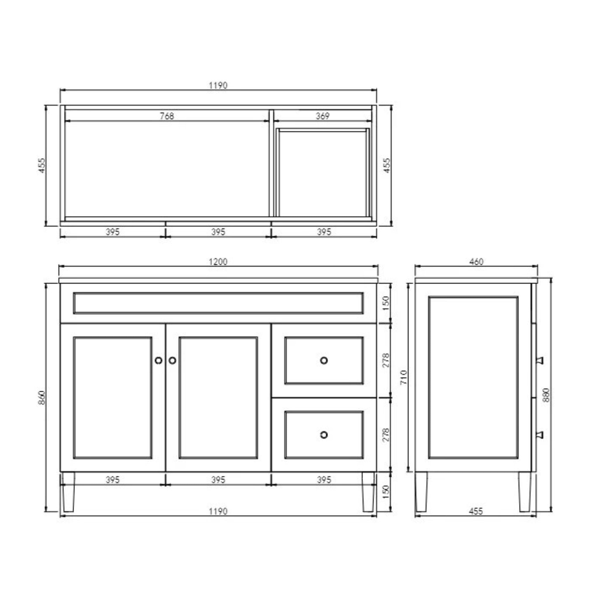 CETO HARRINGTON MATTE BLACK 1200MM SINGLE BOWL FLOOR STANDING VANITY (AVAILABLE IN LEFT AND RIGHT HAND DRAWER)