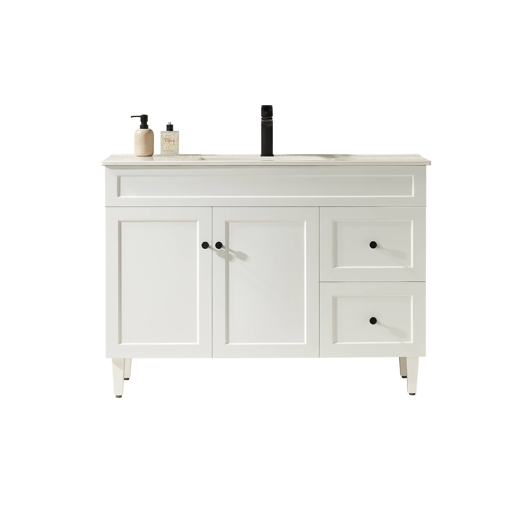 CETO HARRINGTON MATTE WHITE 1200MM SINGLE BOWL FLOOR STANDING VANITY (AVAILABLE IN LEFT AND RIGHT HAND DRAWER)