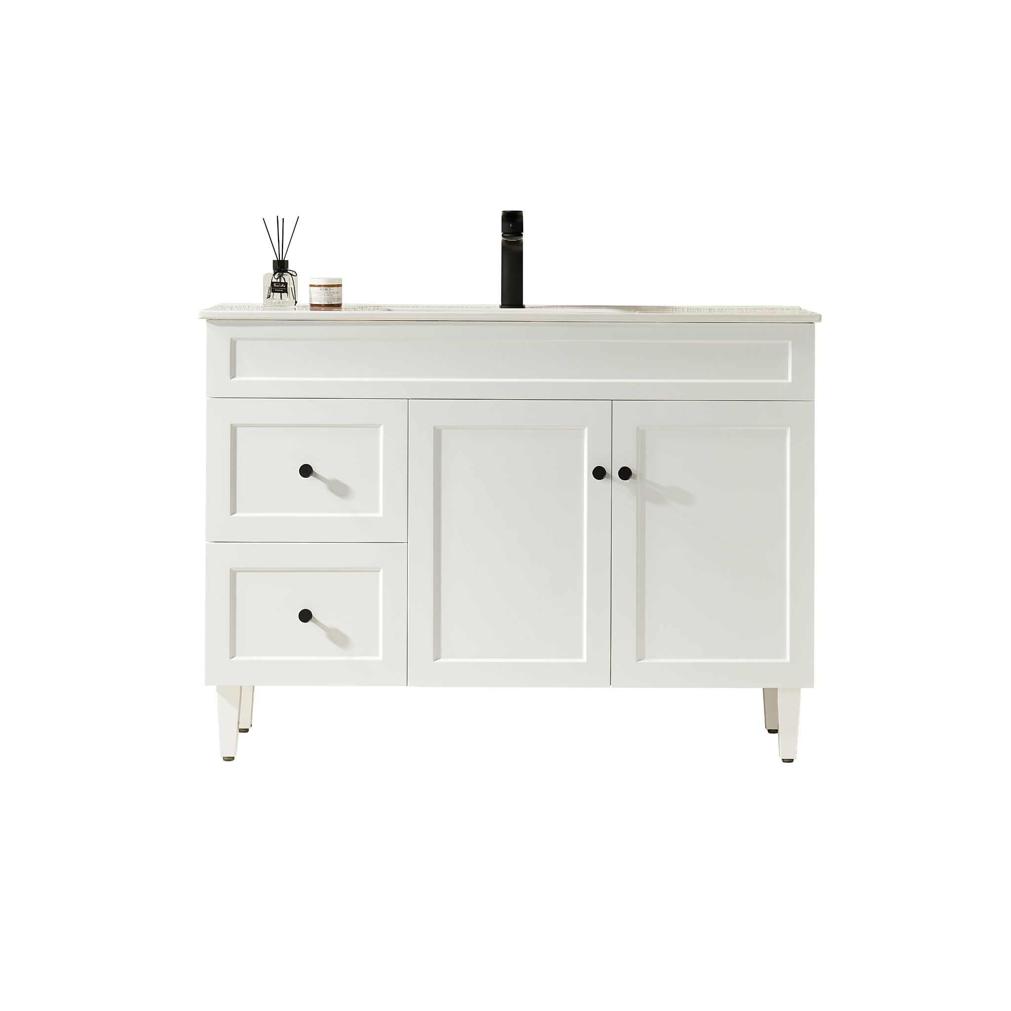 CETO HARRINGTON MATTE WHITE 1200MM SINGLE BOWL FLOOR STANDING VANITY (AVAILABLE IN LEFT AND RIGHT HAND DRAWER)