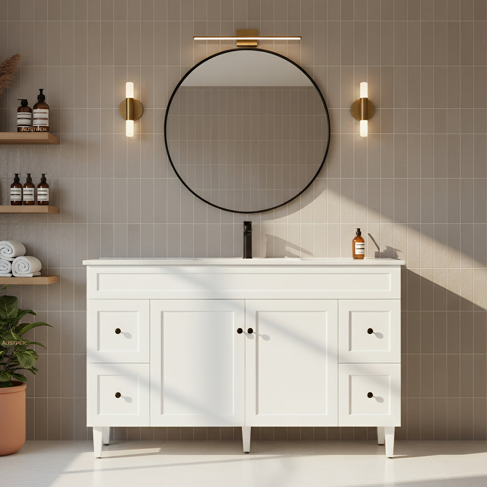 CETO HARRINGTON MATTE WHITE 1500MM SINGLE BOWL FLOOR STANDING VANITY