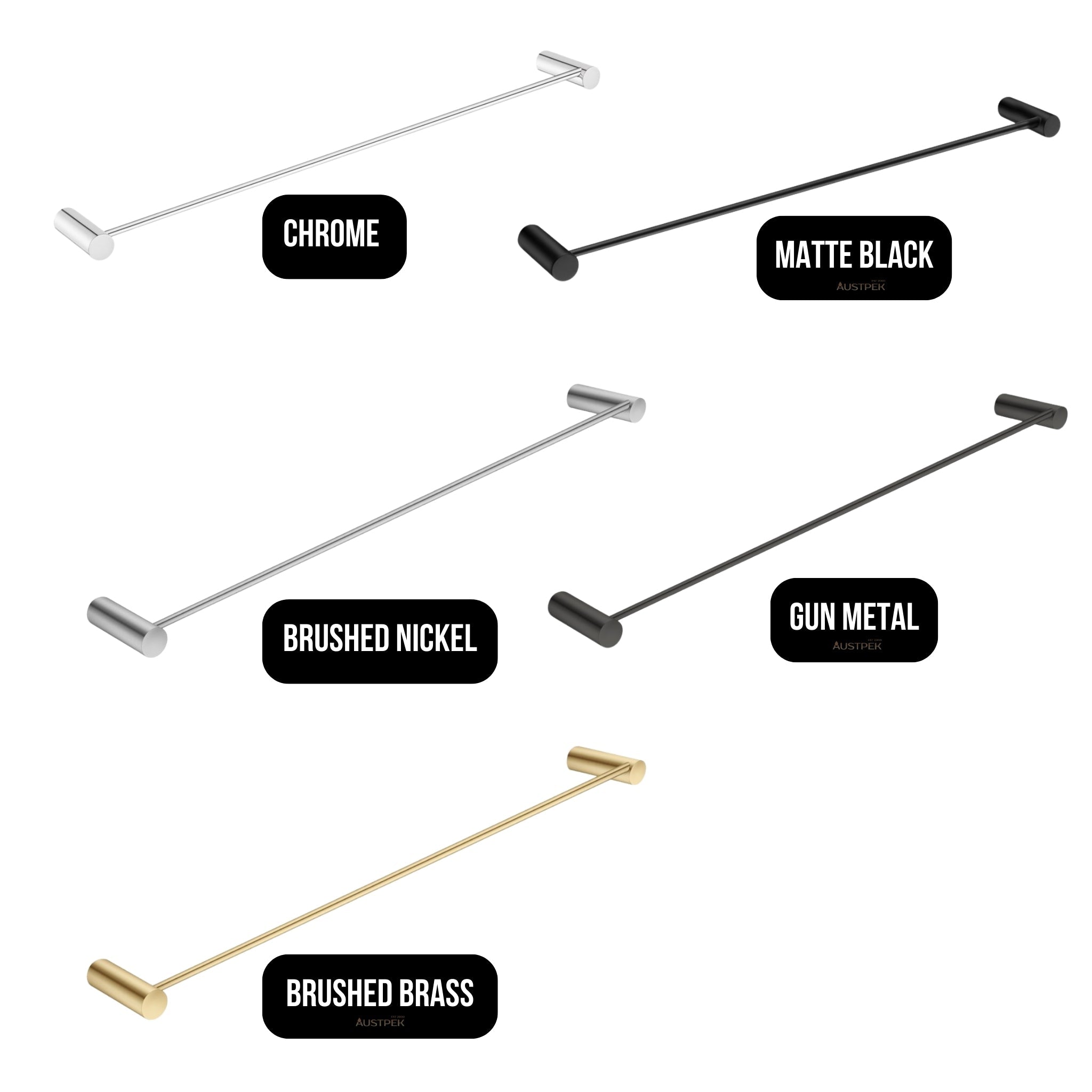 AQUAPERLA SINGLE TOWEL RAIL BRUSHED BRASS 600MM