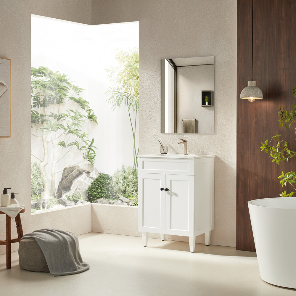 CETO HARRINGTON MATTE WHITE 600MM SINGLE BOWL FLOOR STANDING VANITY