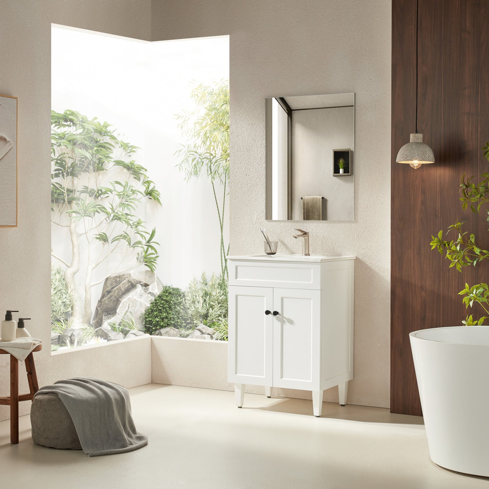CETO HARRINGTON MATTE WHITE 600MM SINGLE BOWL FLOOR STANDING VANITY