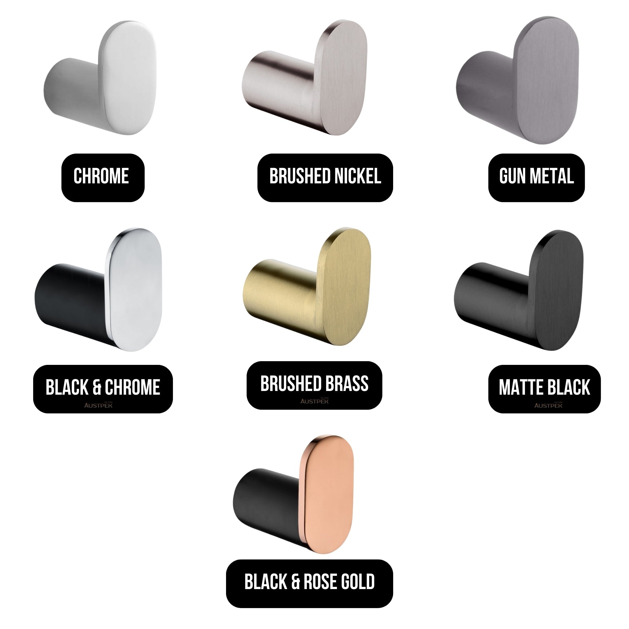 AQUAPERLA RUSHY ROBE HOOK BLACK AND CHROME