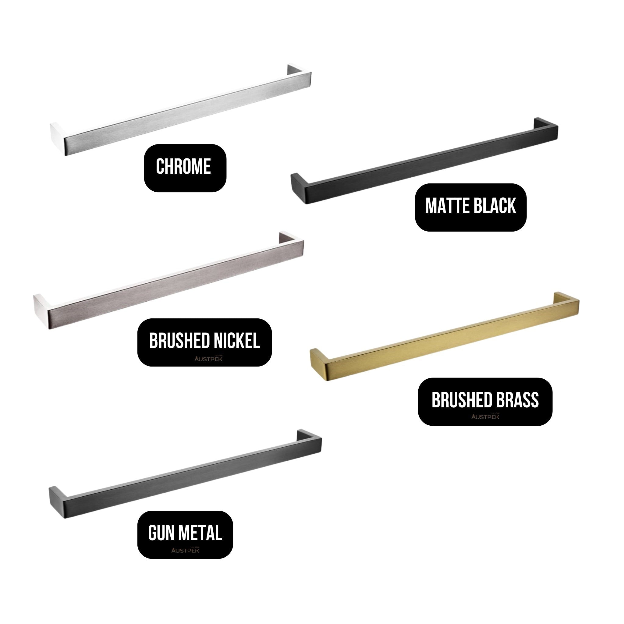 AQUAPERLA IVANO SINGLE TOWEL RAIL CHROME (AVAILABLE IN 600MM AND 800MM)