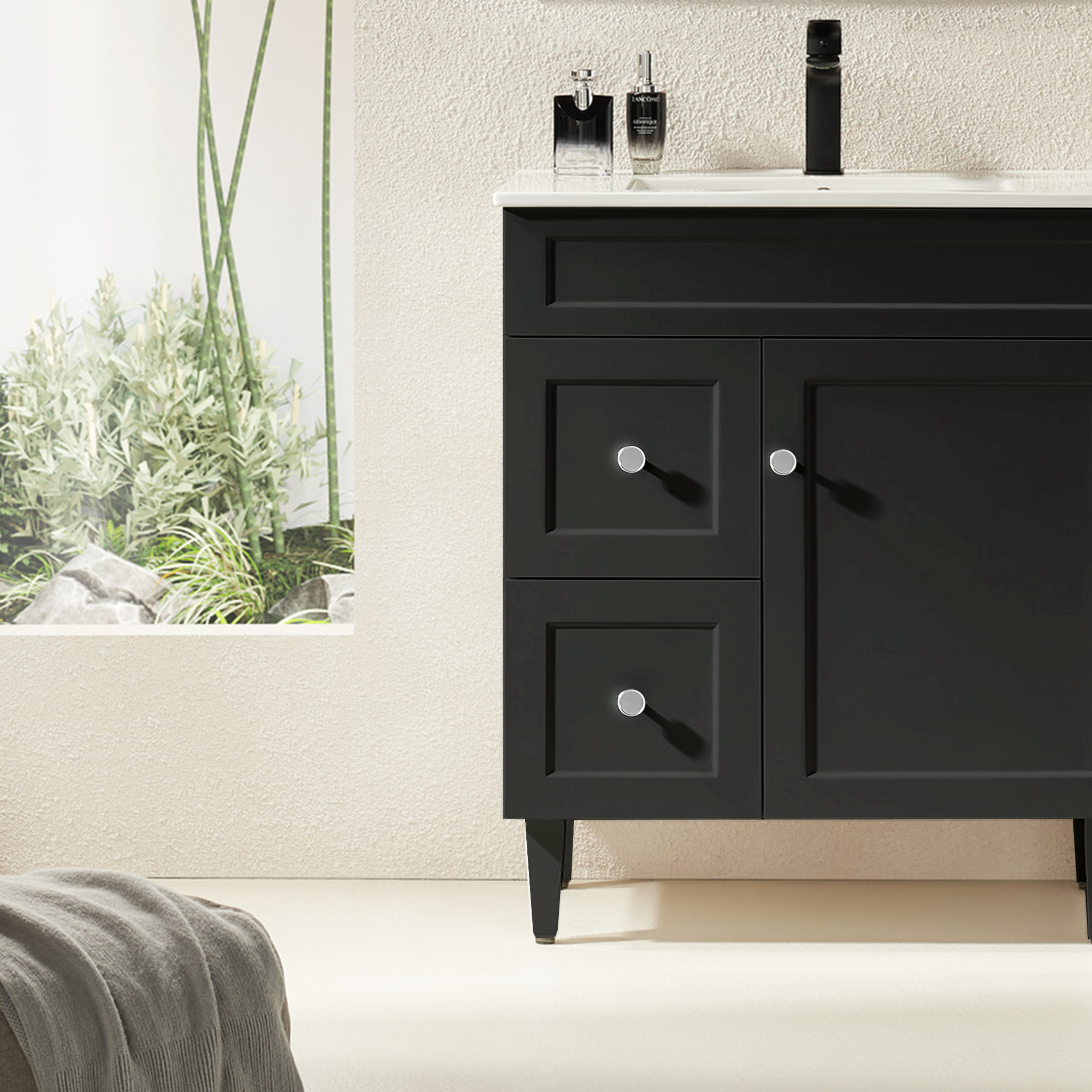 CETO HARRINGTON MATTE BLACK 750MM SINGLE BOWL FLOOR STANDING VANITY (AVAILABLE IN LEFT AND RIGHT HAND DRAWER)