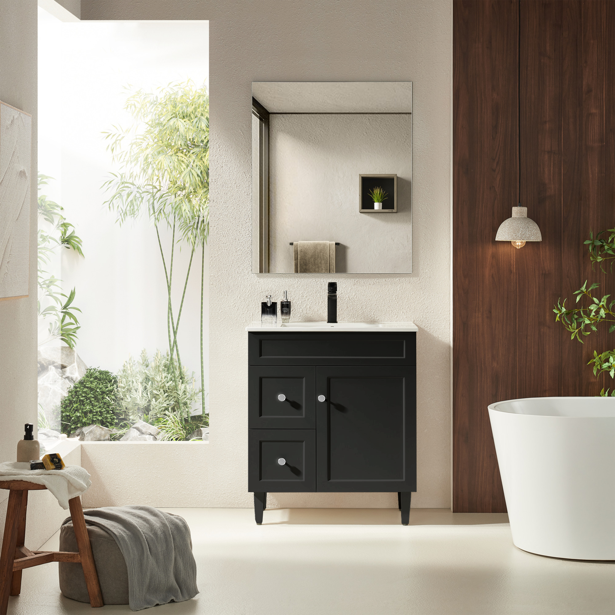 CETO HARRINGTON MATTE BLACK 750MM SINGLE BOWL FLOOR STANDING VANITY (AVAILABLE IN LEFT AND RIGHT HAND DRAWER)