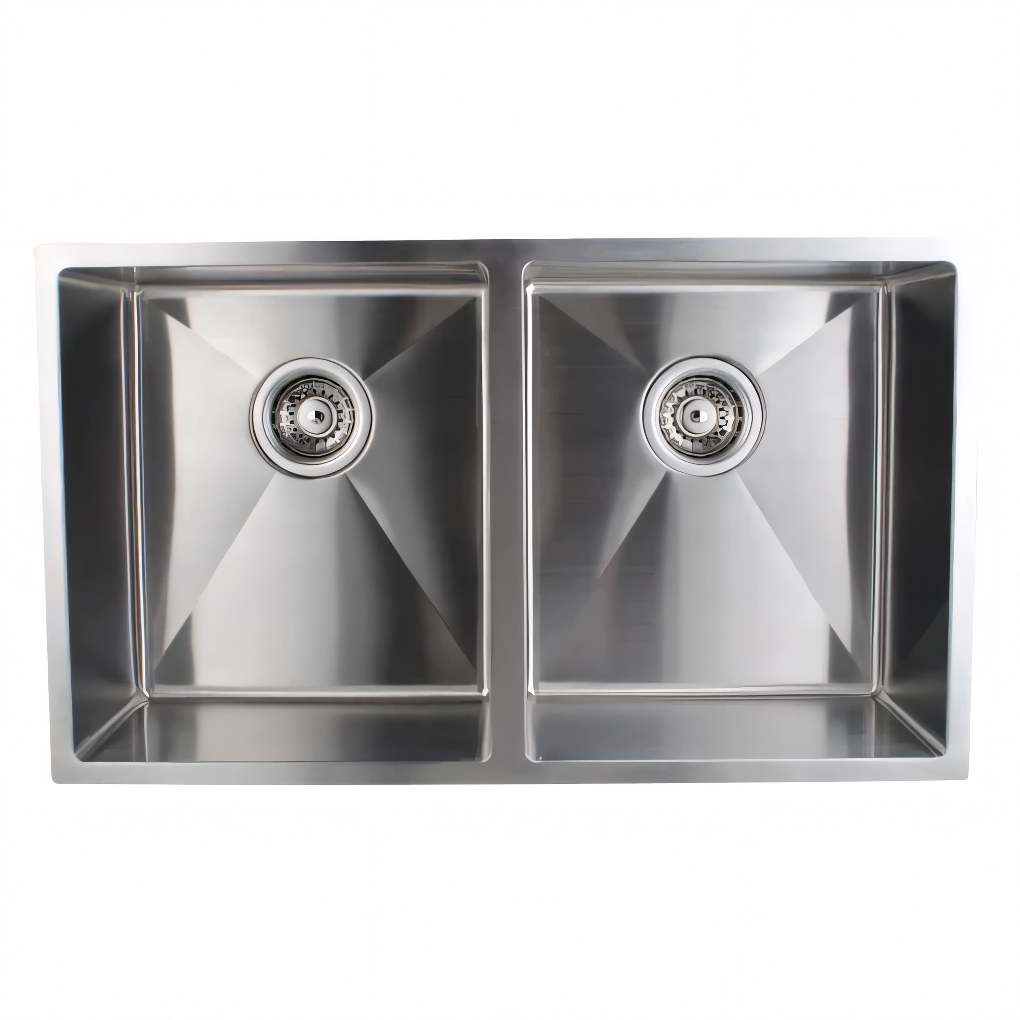 AQUAPERLA T304 HANDMADE DOUBLE BOWL KITCHEN SINK STAINLESS STEEL 770MM