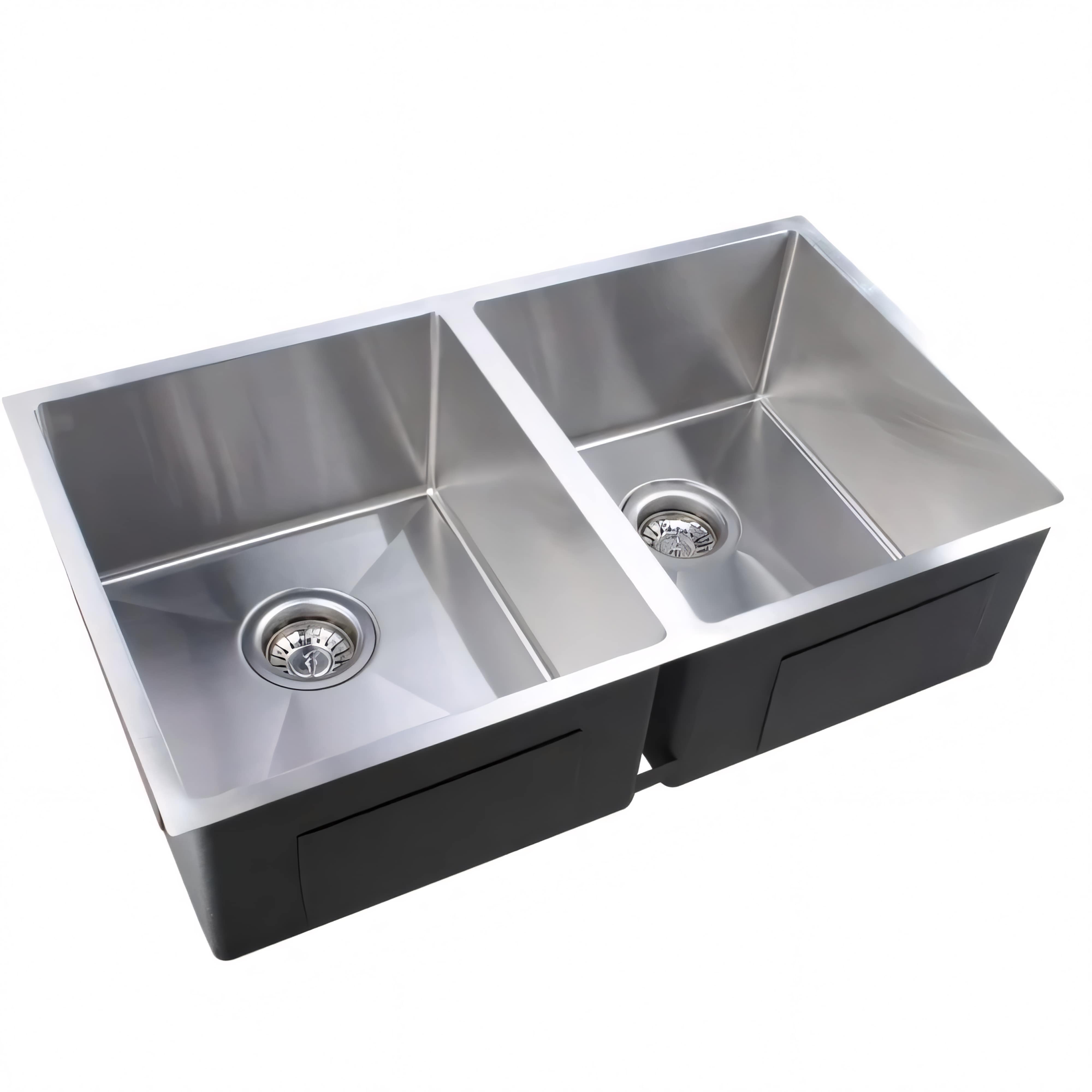 AQUAPERLA T304 HANDMADE DOUBLE BOWL KITCHEN SINK STAINLESS STEEL 770MM