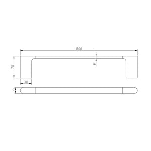 AQUAPERLA VOG SINGLE TOWEL RAIL BLACK (AVAILABLE IN 600MM AND 800MM)