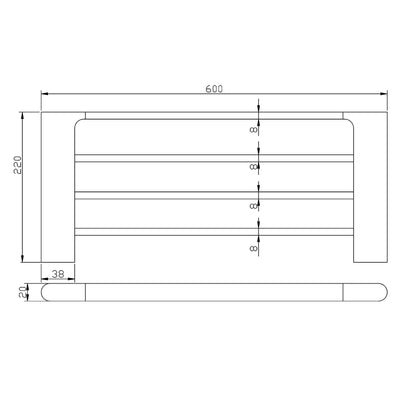 AQUAPERLA VOG TOWEL RACK 600MM CHROME
