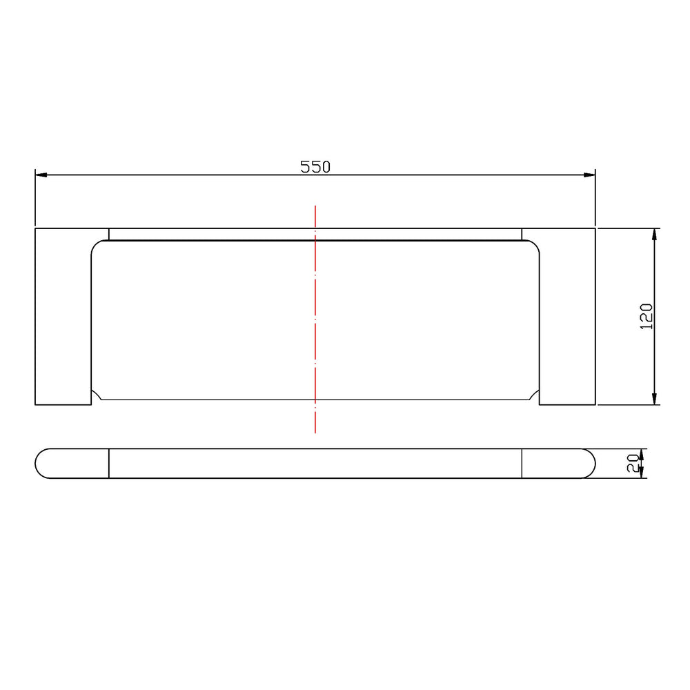 AQUAPERLA VOG GLASS SHELF 550MM BRUSHED BRASS