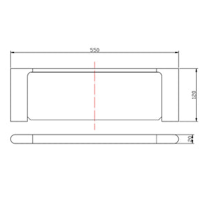 AQUAPERLA VOG GLASS SHELF 550MM BRUSHED BRASS