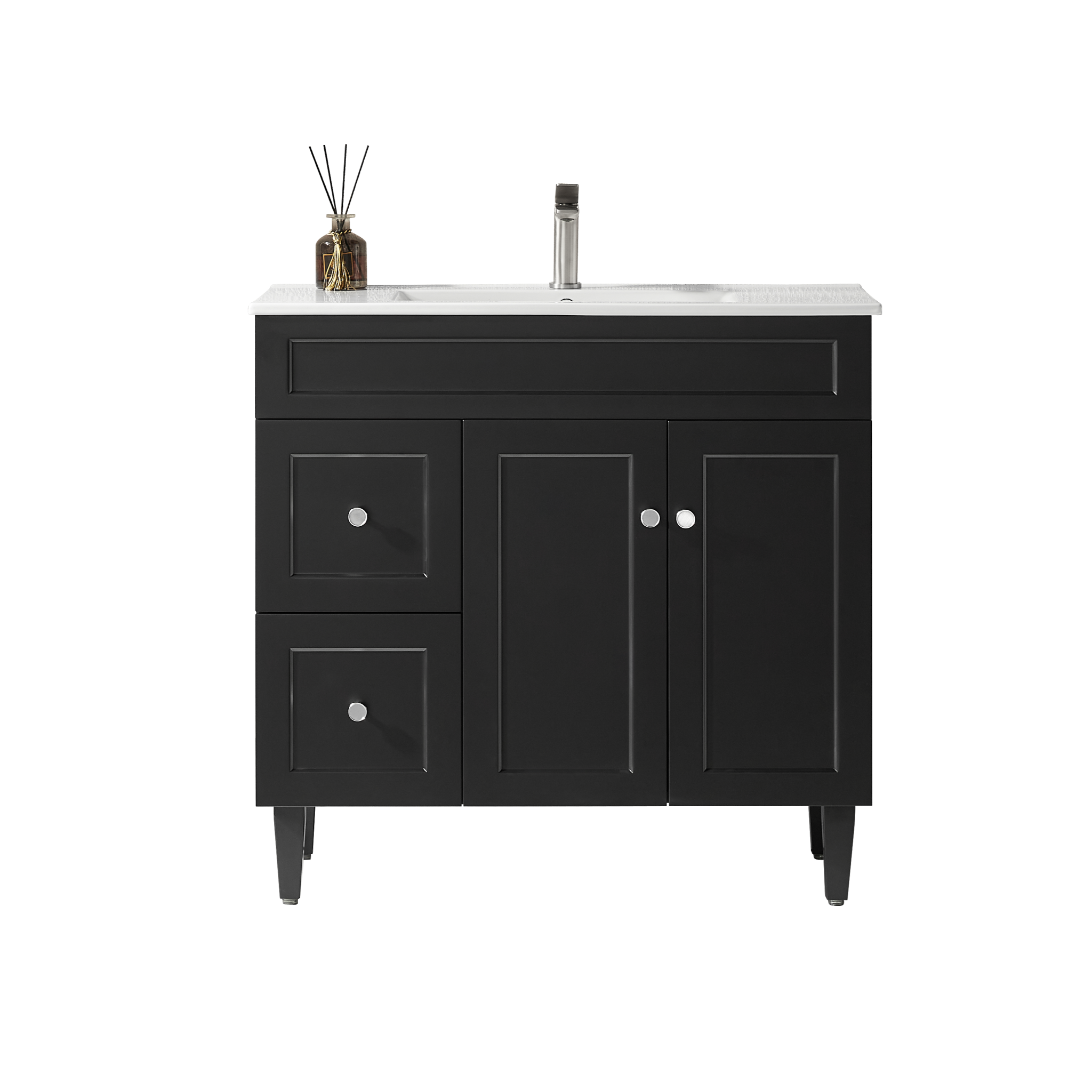 CETO HARRINGTON MATTE BLACK 900MM SINGLE BOWL FLOOR STANDING VANITY (AVAILABLE IN LEFT AND RIGHT HAND DRAWER)