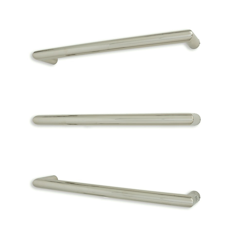 RADIANT HEATING ROUND HEATED SINGLE TOWEL RAIL MIRROR POLISHED (ALSO AVAILABLE IN 650MM AND 800MM)
