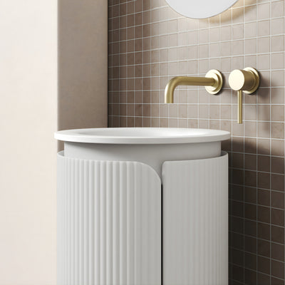 AULIC CIVARO MATTE WHITE 420MM SINGLE BOWL SPACE SAVING FLOOR STANDING VANITY