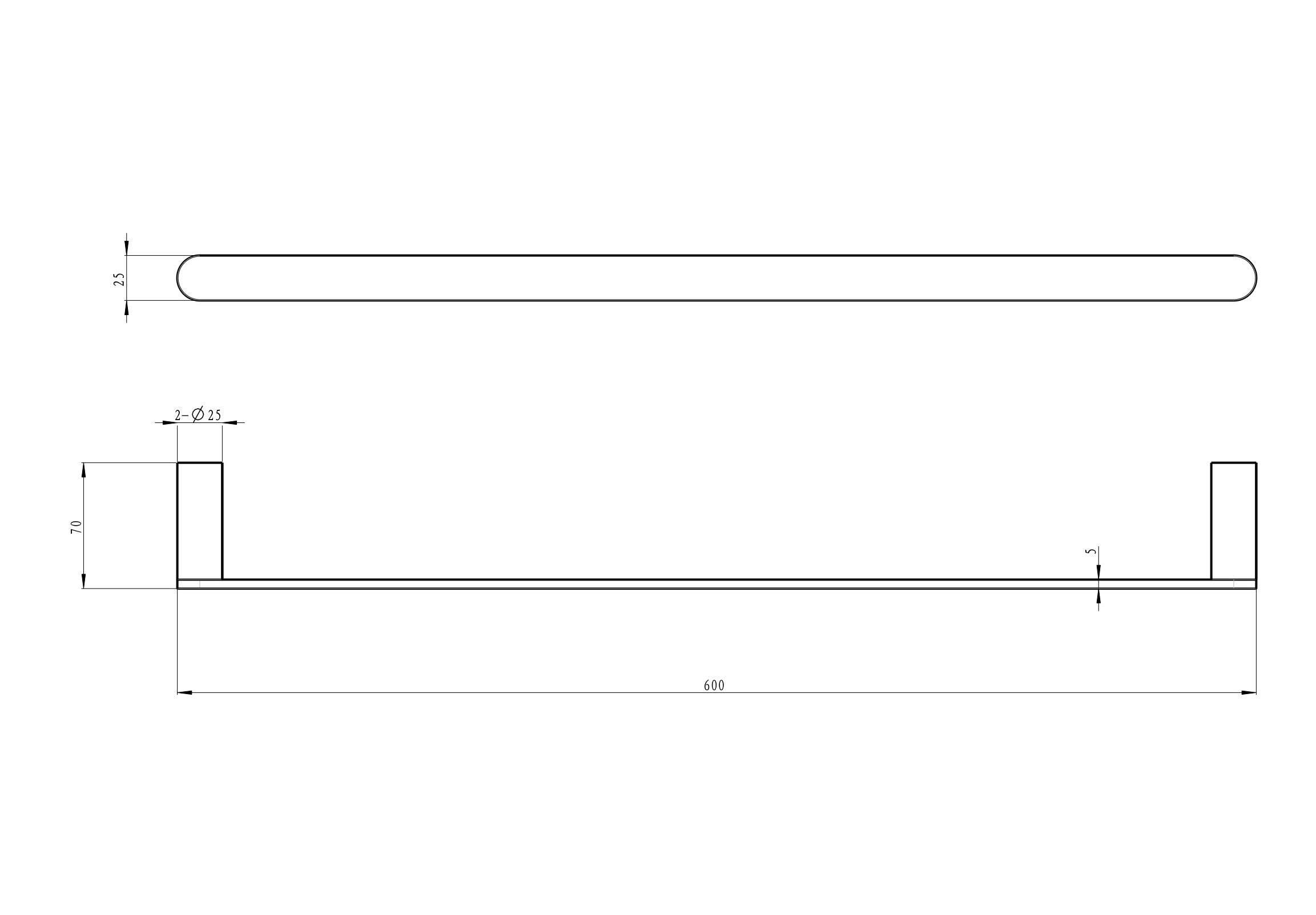 Linsol Circle Single Towel Rail 600mm dimensions