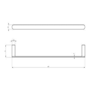 Linsol Circle Single Towel Rail 600mm dimensions