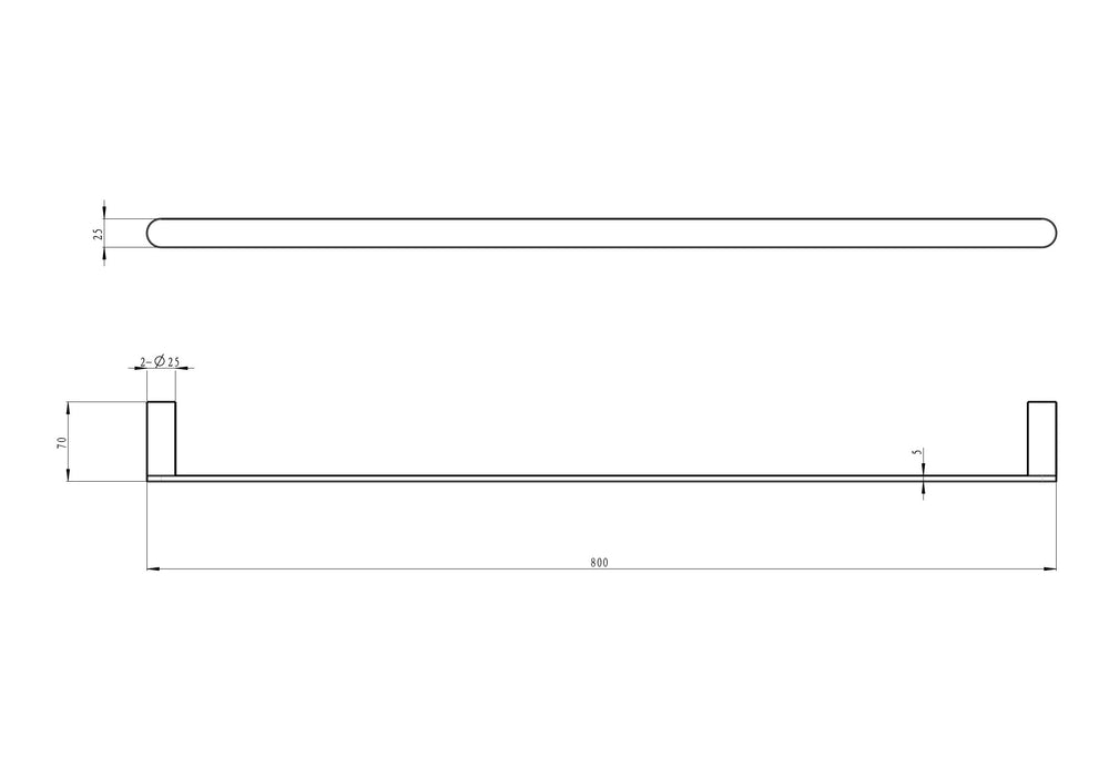 Linsol Circle Single Towel Rail 800mm dimensions