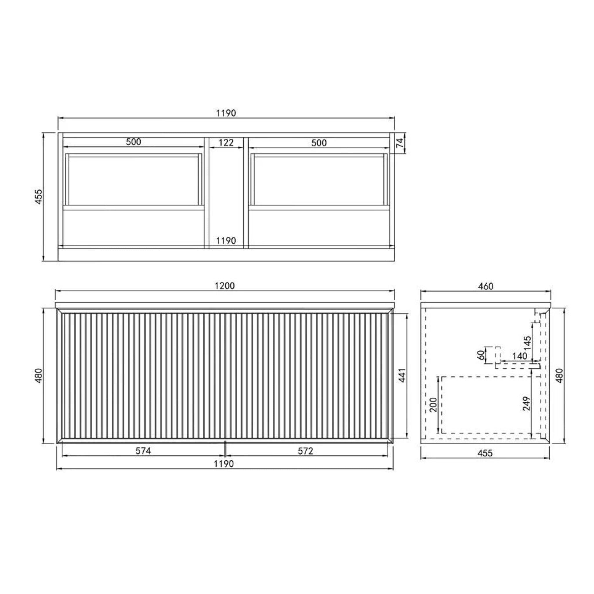 CETO KIRRIBILLI MATTE WHITE 1200MM SINGLE BOWL WALL HUNG VANITY