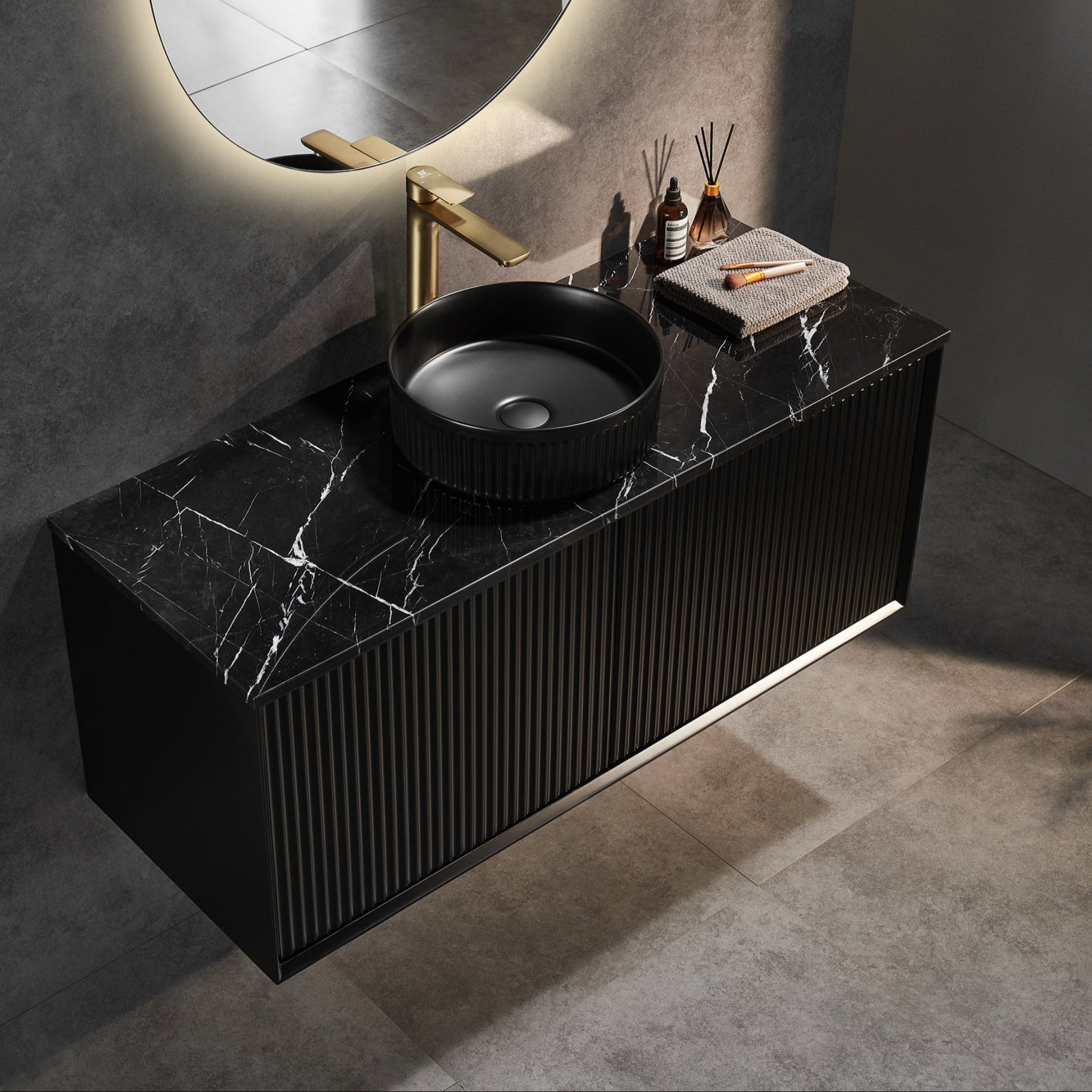 CETO KIRRIBILLI MATTE BLACK 1200MM SINGLE BOWL WALL HUNG VANITY