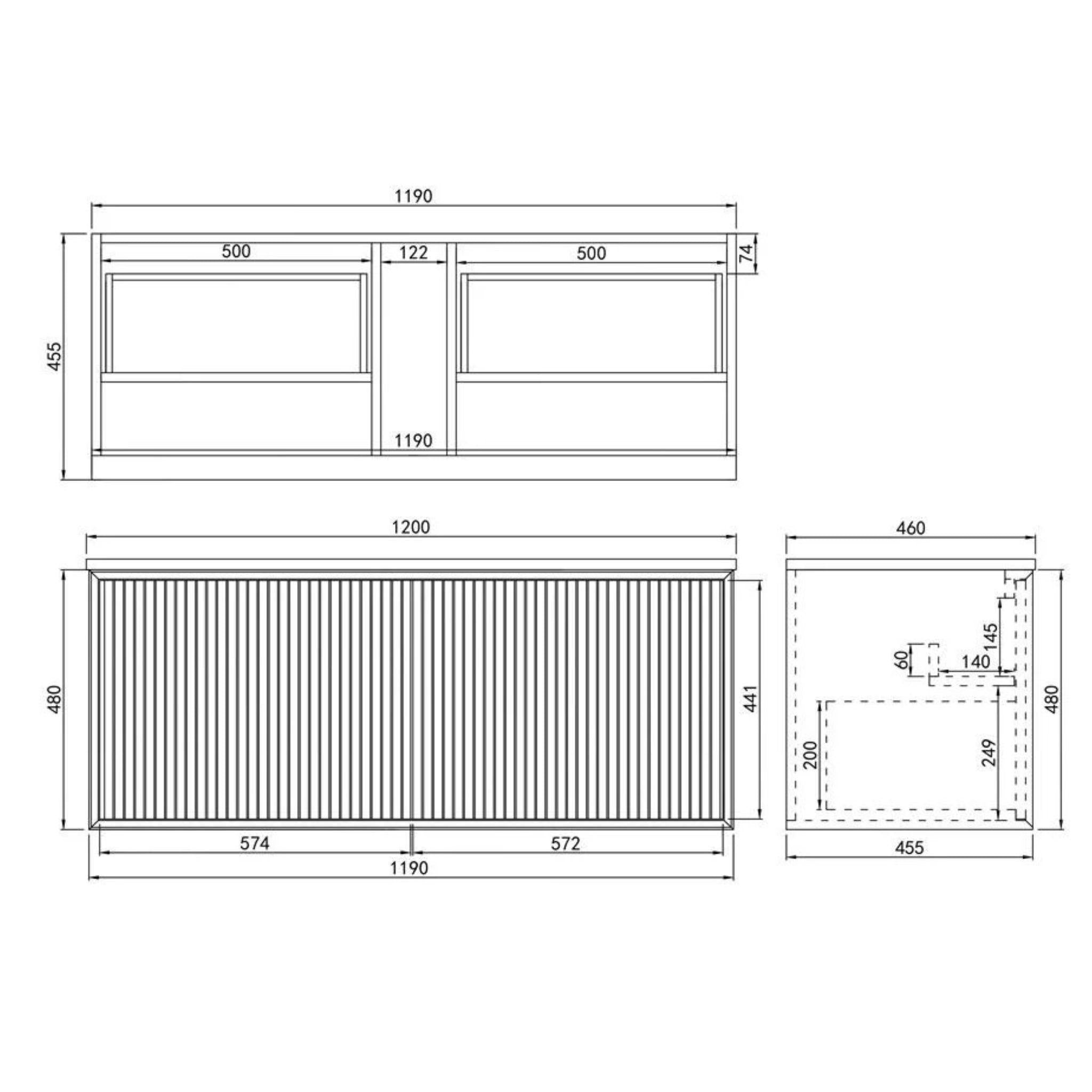 CETO KIRRIBILLI MATTE BLACK 1200MM SINGLE BOWL WALL HUNG VANITY