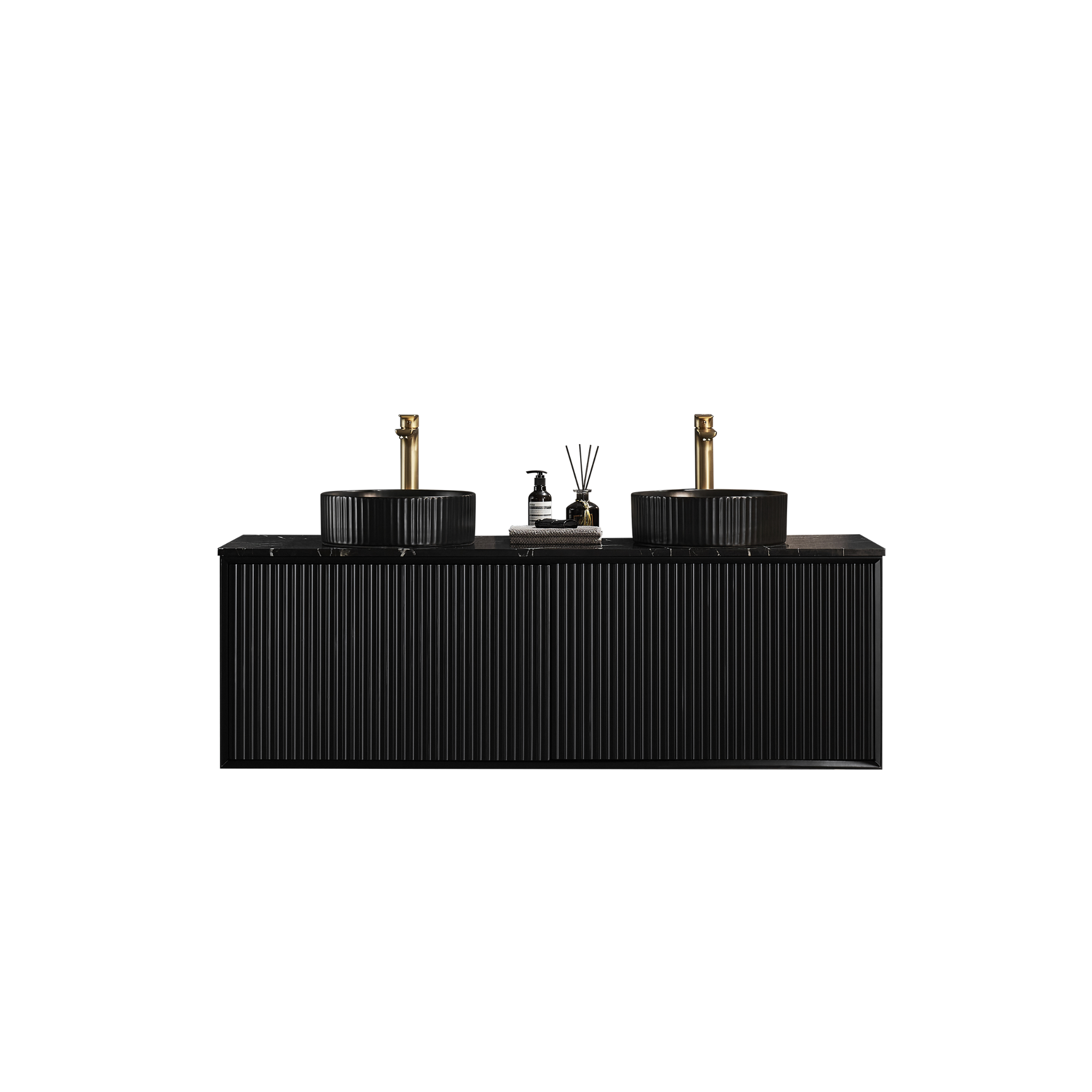 CETO KIRRIBILLI MATTE BLACK 1500MM DOUBLE BOWL WALL HUNG VANITY