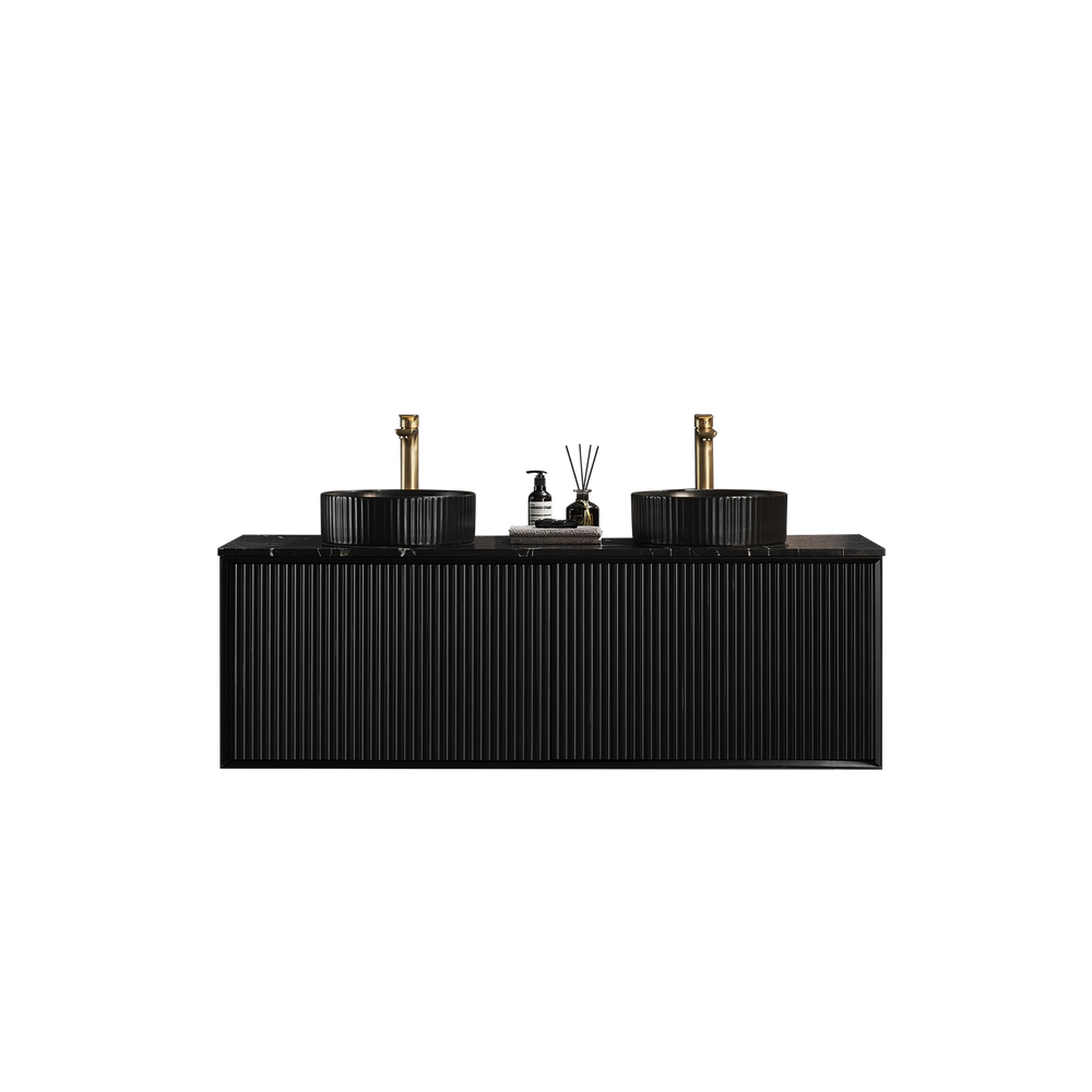 CETO KIRRIBILLI MATTE BLACK 1500MM DOUBLE BOWL WALL HUNG VANITY