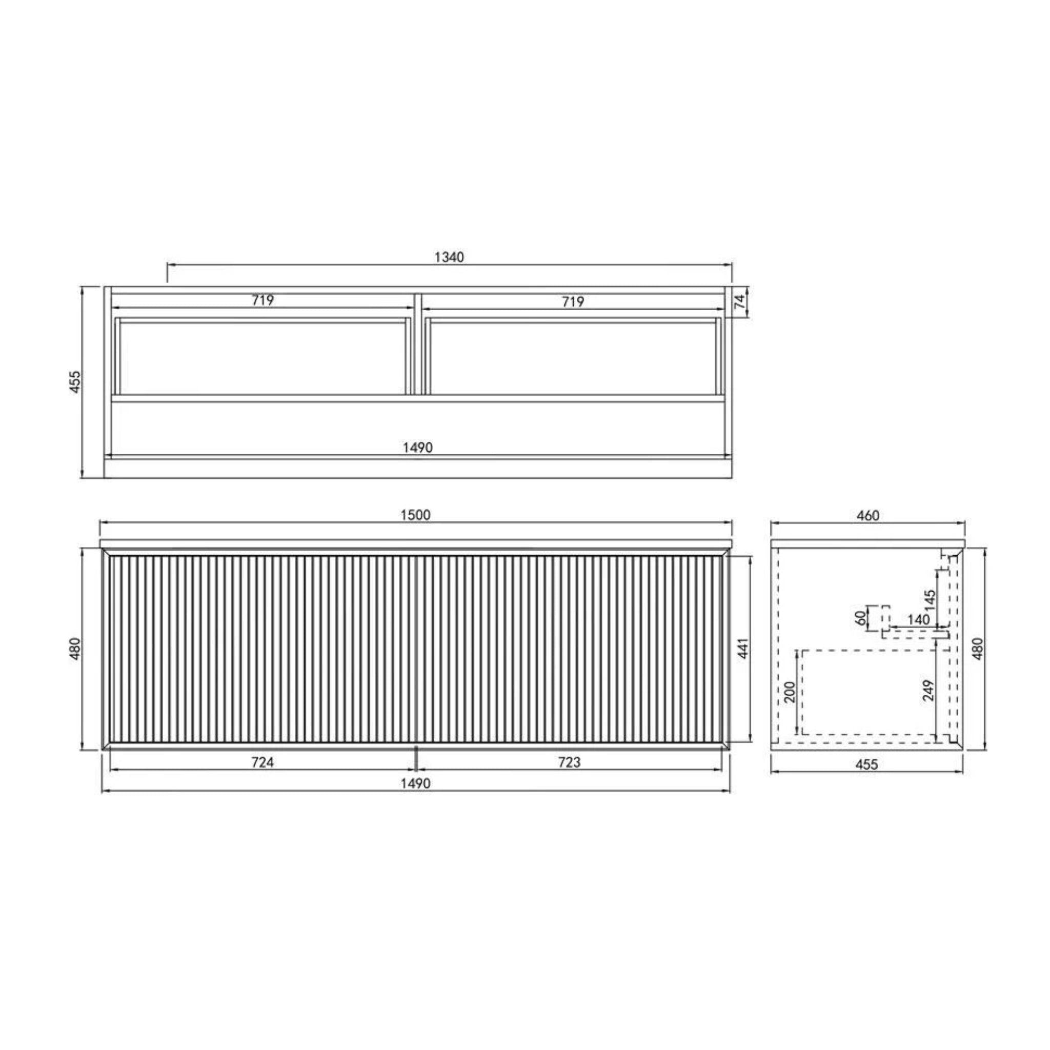 CETO KIRRIBILLI MATTE BLACK 1500MM DOUBLE BOWL WALL HUNG VANITY