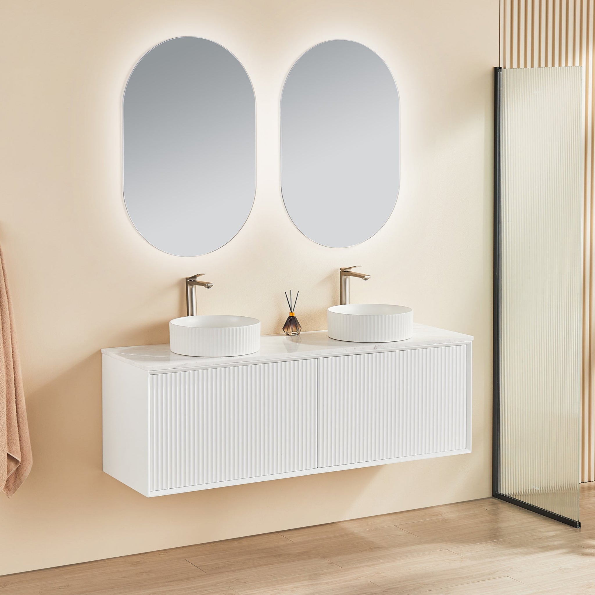 CETO KIRRIBILLI MATTE WHITE 1500MM DOUBLE BOWL WALL HUNG VANITY