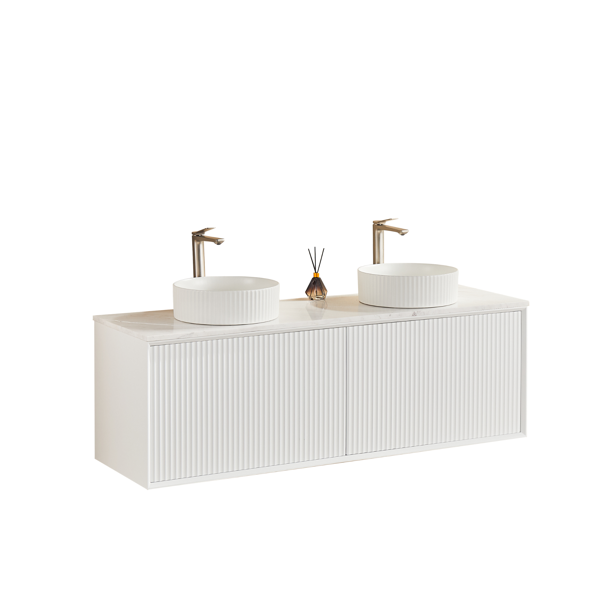 CETO KIRRIBILLI MATTE WHITE 1500MM DOUBLE BOWL WALL HUNG VANITY