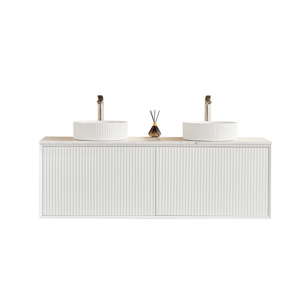 CETO KIRRIBILLI MATTE WHITE 1500MM DOUBLE BOWL WALL HUNG VANITY