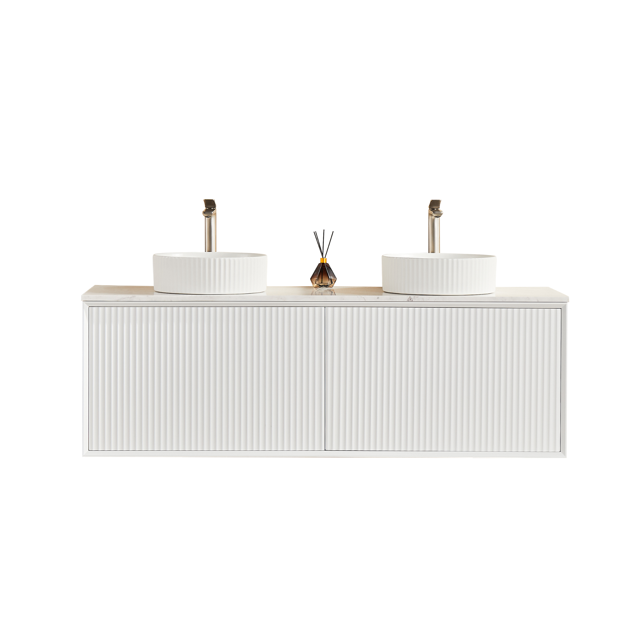 CETO KIRRIBILLI MATTE WHITE 1500MM DOUBLE BOWL WALL HUNG VANITY