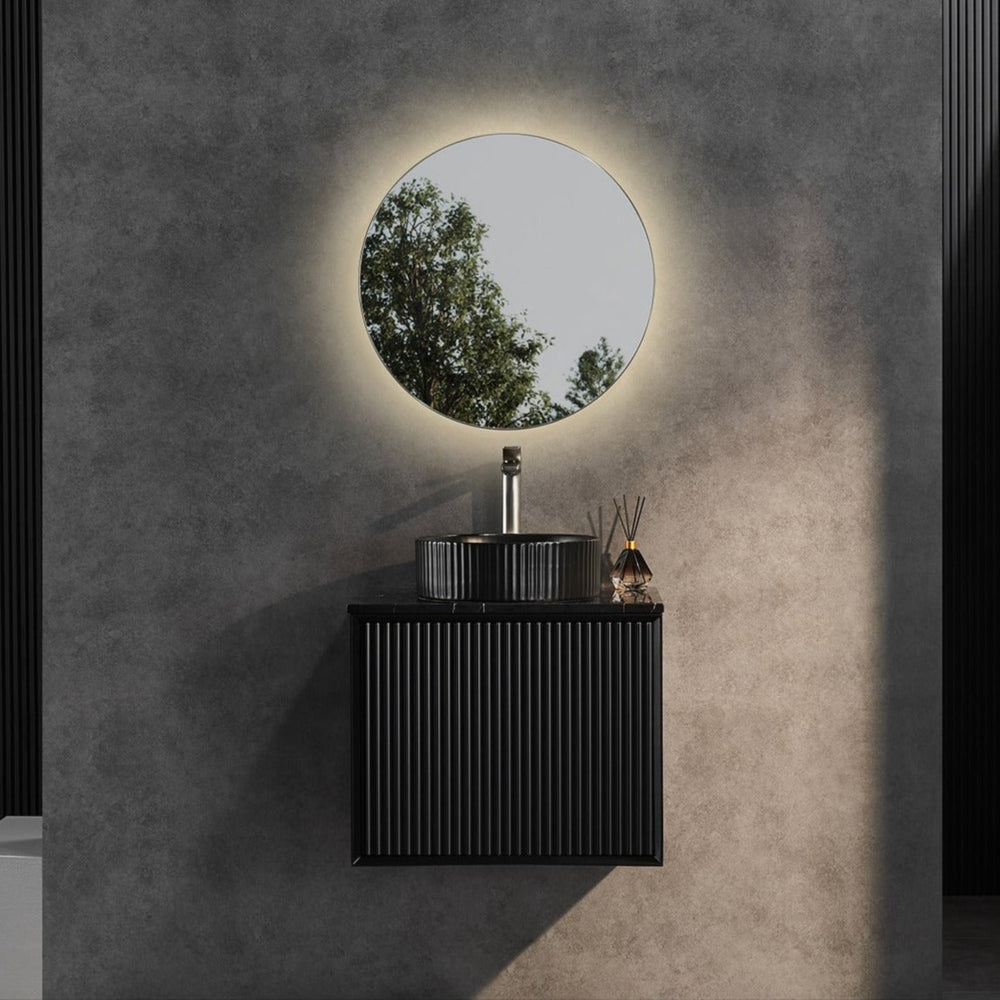 CETO KIRRIBILLI MATTE BLACK 600MM SINGLE BOWL WALL HUNG VANITY