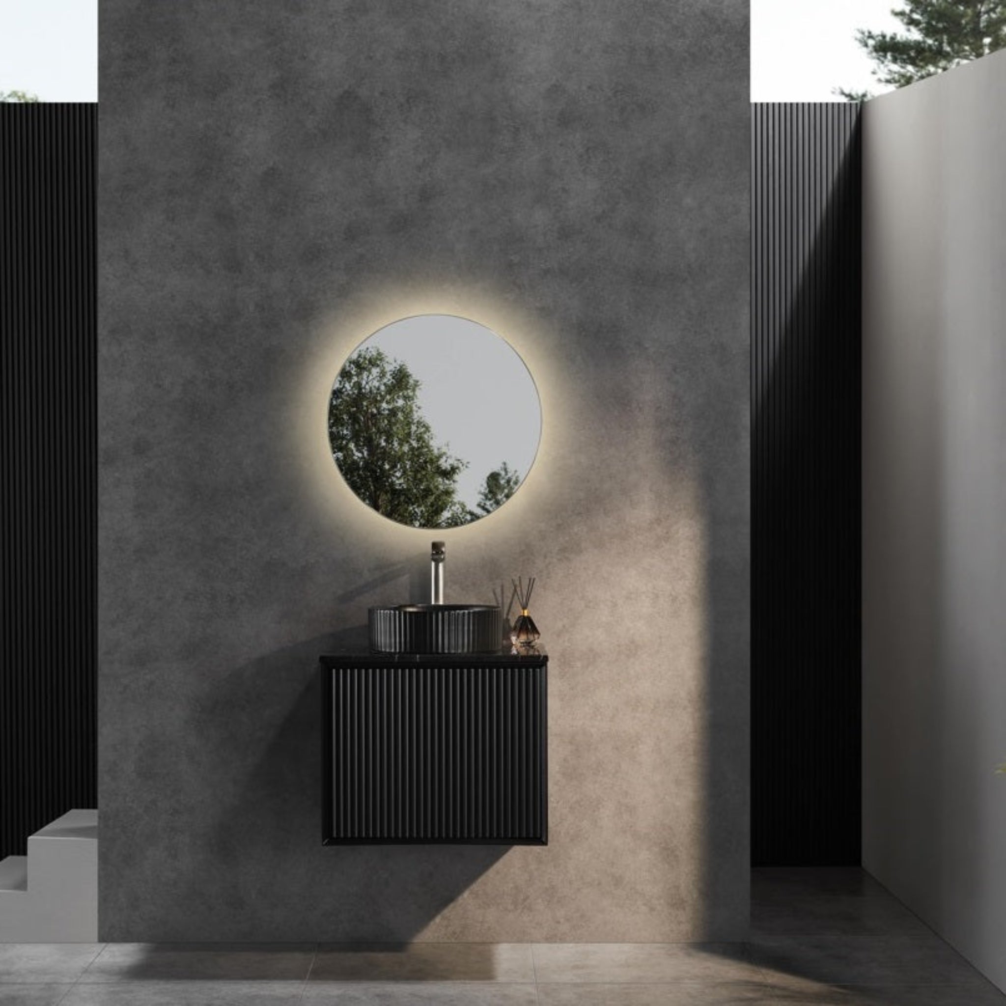 CETO KIRRIBILLI MATTE BLACK 600MM SINGLE BOWL WALL HUNG VANITY