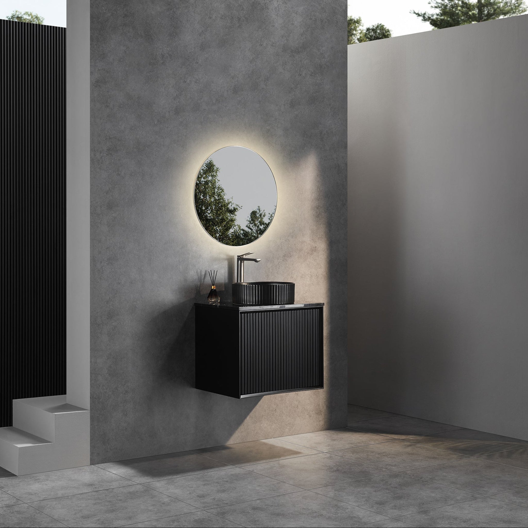 CETO KIRRIBILLI MATTE BLACK 600MM SINGLE BOWL WALL HUNG VANITY